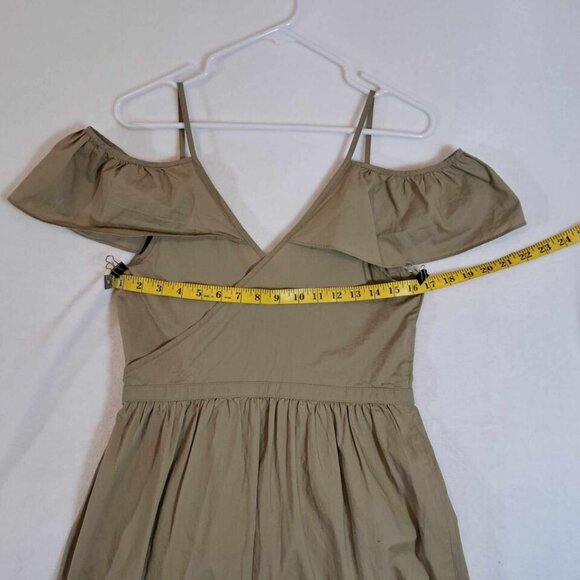 Madewell Khaki Cold-Shoulder‎ Ruffle Dress in Khaki Size 6 Womens - Picture 10 of 13